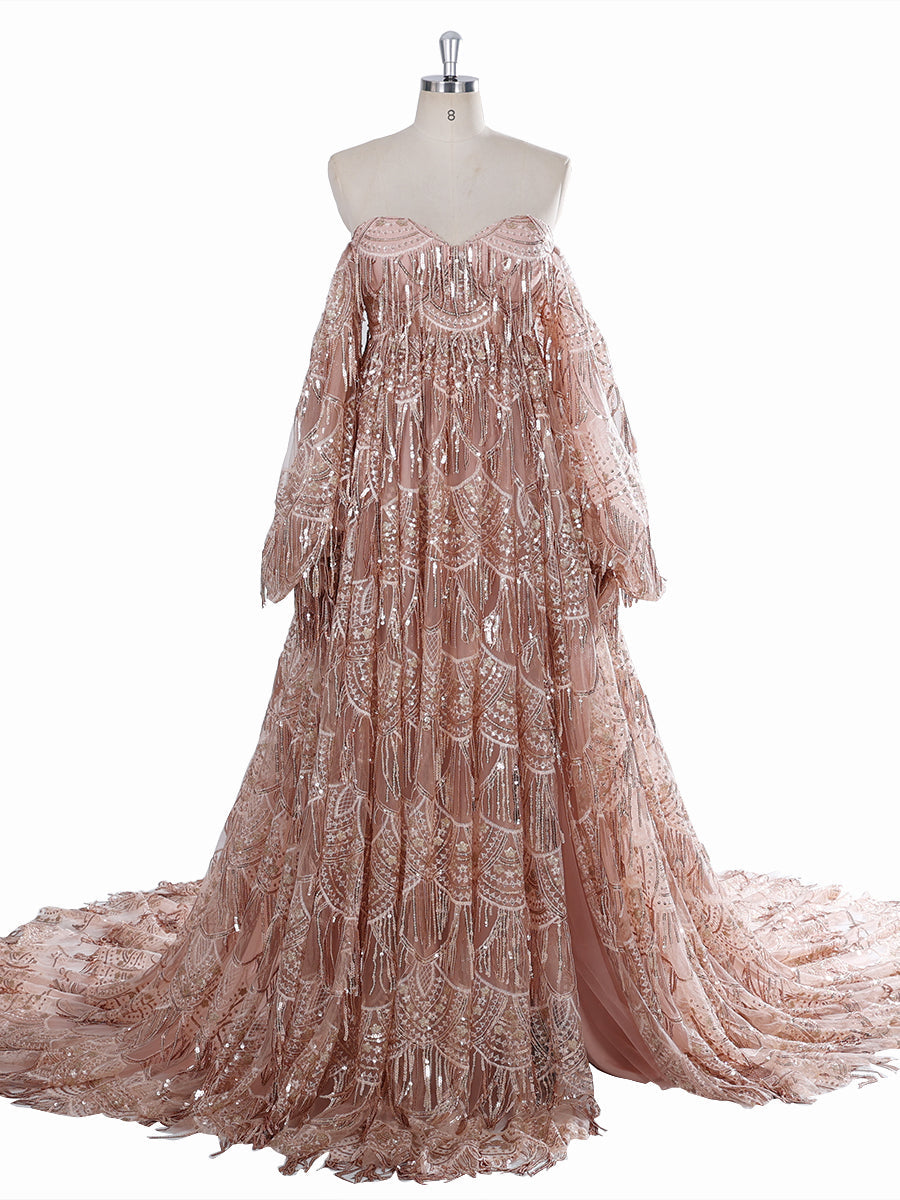 Strapless Sweetheart, Bling Sequins Dress ,Woman Photography , Props Gown