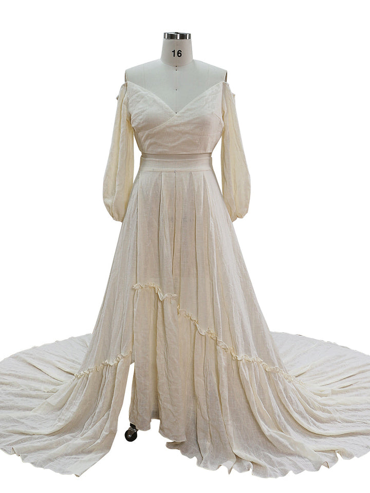 V-Ausschnitt Damenkleid Seitenschlitz Maxikleid Fotoshooting Kleid Benutzerdefinierte Farben YEWEN YW220326