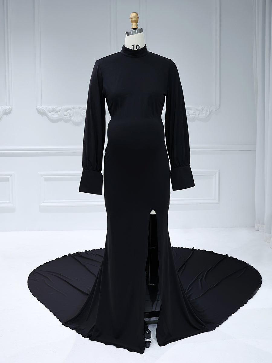 High Neck ,Mermaid Maternity Dress for Photo Shoots, Photography Gown for Baby Shower 