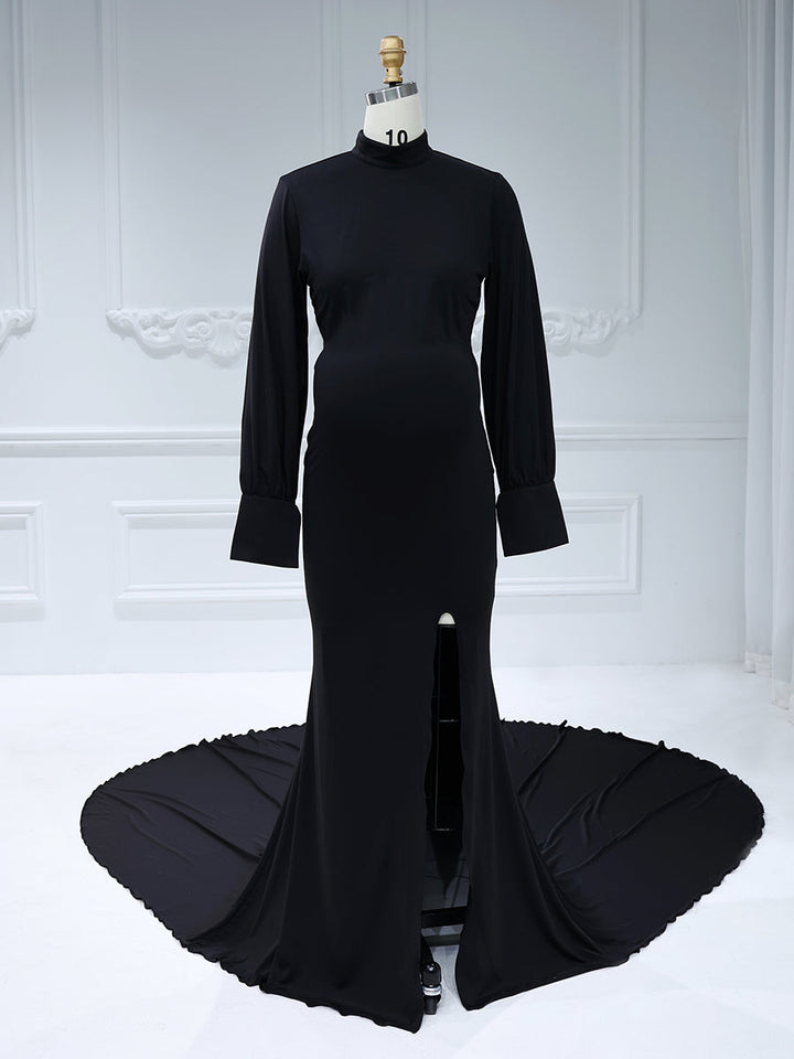 High Neck ,Mermaid Maternity Dress for Photo Shoots, Photography Gown for Baby Shower 