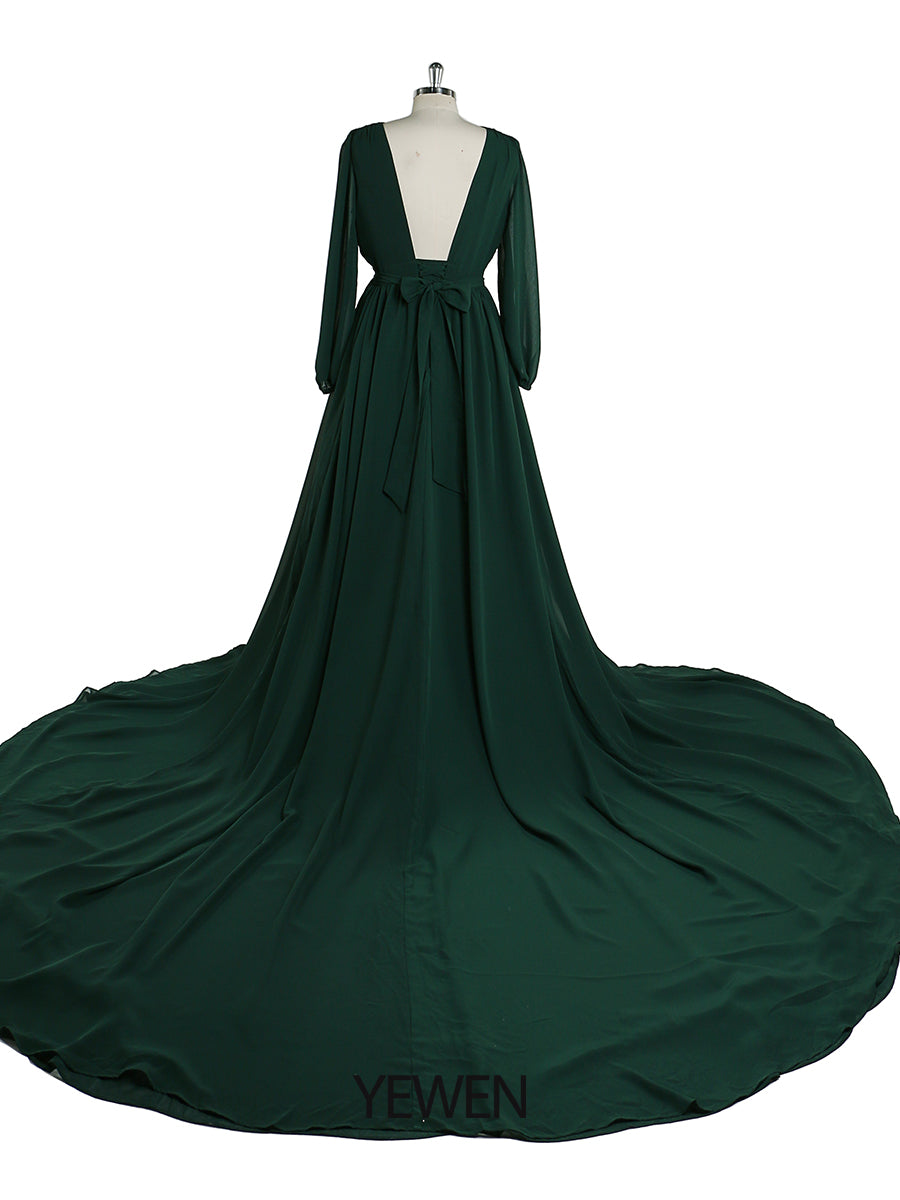 Elegant Long Sleeve Party Dress Backless Cocktail Evening Dress Photography Dress YD211106