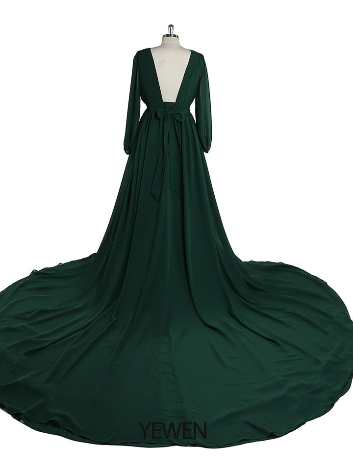 Elegant Long Sleeve Party Dress Backless Cocktail Evening Dress Photography Dress YD211106