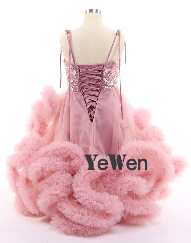 Wolke Kleine Blume Mädchen Kleider für Hochzeiten Party Kleider Sexy Kinder Stickerei Kinder Geburtstag Kleider 