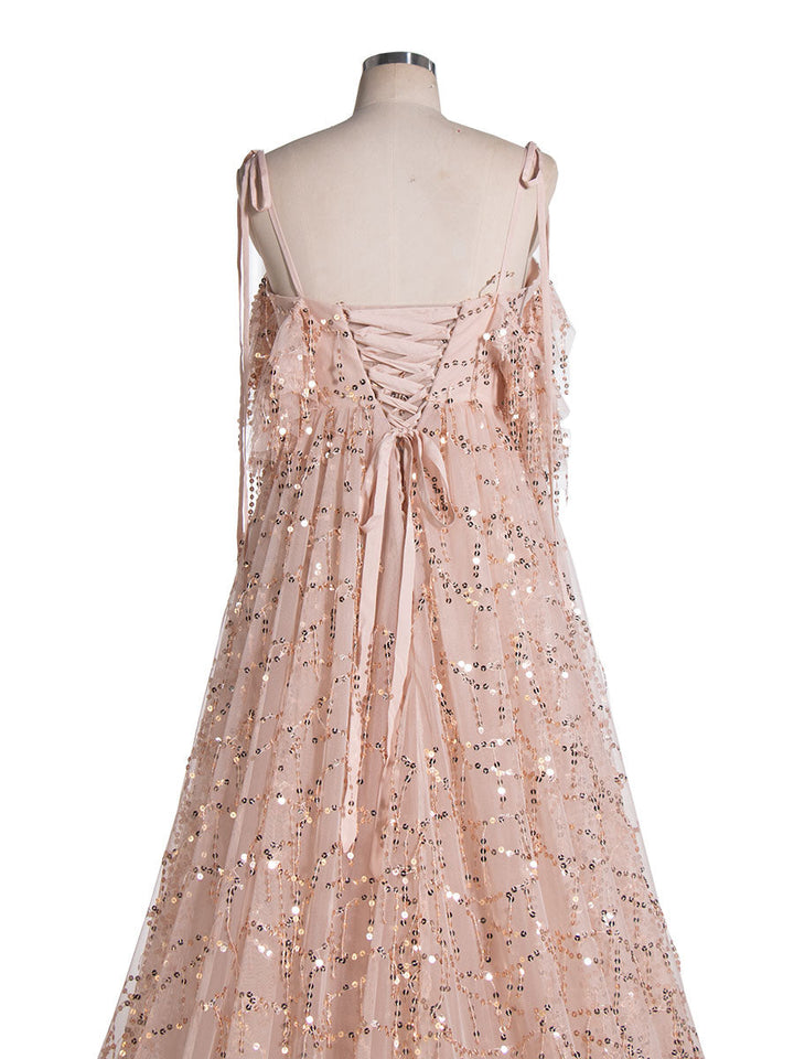 Champagne Tassel, Fringed Sequins Dress, Photo Shoot Dresses for Engagement and Photographers