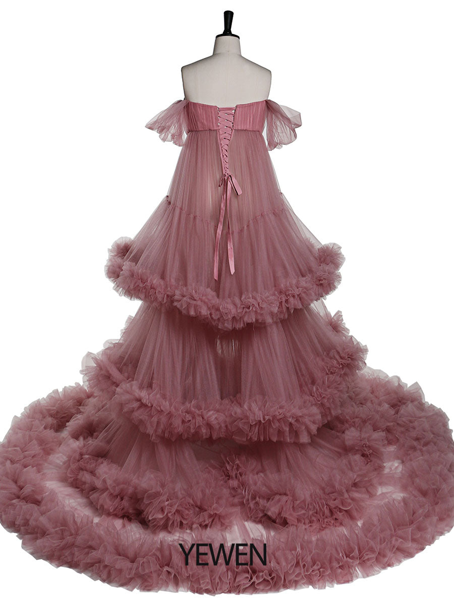 Schulterfreies Umstandskleid mit Herzausschnitt für Fotoshootings, Schwangerschaftsfotografie, Robe, Babypartykleid YW21022 