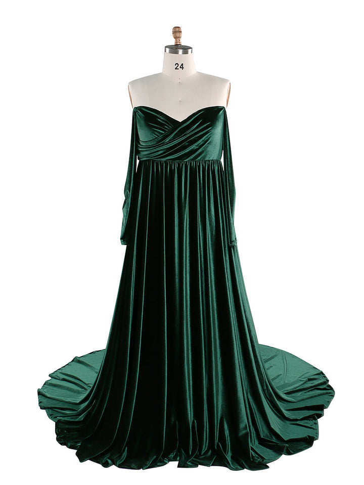 Stretch-Samt-Boho-Kleid für Damen in Übergröße, lange Ärmel, zauberhaftes Kleid für besondere Momente, Schwangerschafts-Fotoshootings, Kleid YEWEN YW220827 