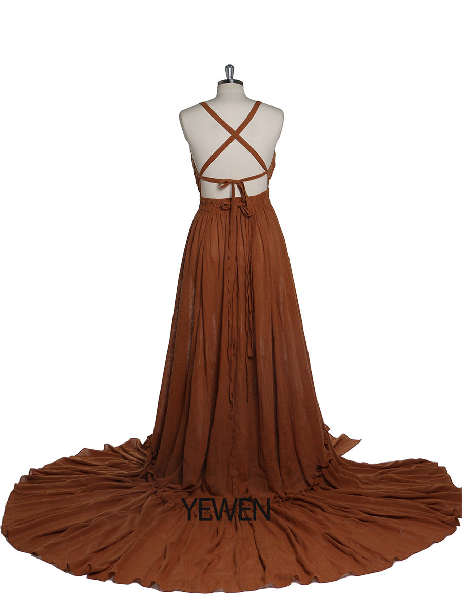 Abendkleider mit V-Ausschnitt und Stretch-Taille, Fotografie-Kleid, Babyparty-Kleid für Schwangere, YEWEN YD211009