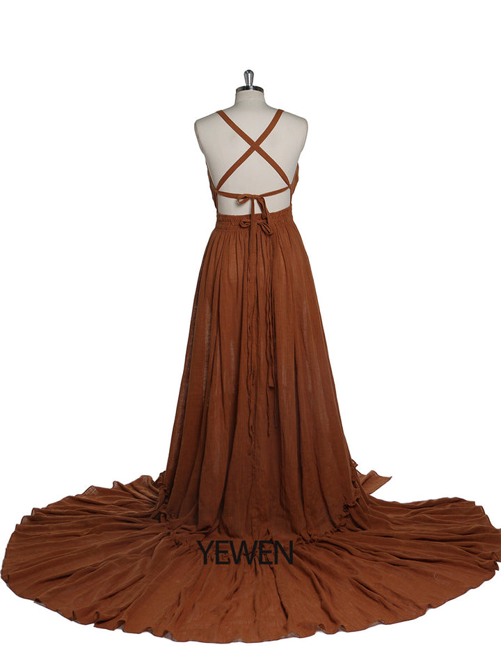 Abendkleider mit V-Ausschnitt und Stretch-Taille, Fotografie-Kleid, Babyparty-Kleid für Schwangere, YEWEN YD211009