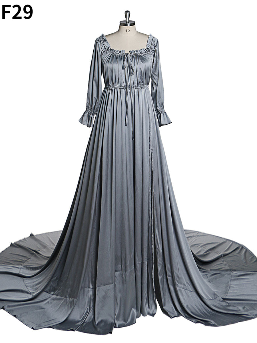 Verstellbare Schulter, volle Ärmel, Abendkleider, lange Strandfotografiekleider, Babypartykleid für Schwangere, YEWEN YD21801 