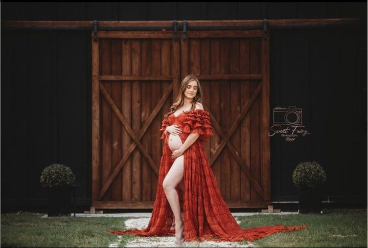 Chiffon-Korsett-Fotoshooting-Kleid, Bohemian-Stil, Umstandskleid für besondere Anlässe, YEWEN YW231033 