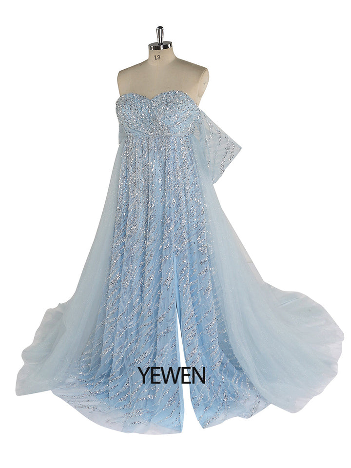 Abendkleid aus Tüll mit funkelnden Pailletten und hoher Taille, Umstandskleid für Fotoshootings, Fotografie-Requisiten, Schnürung am Rücken, YEWEN 