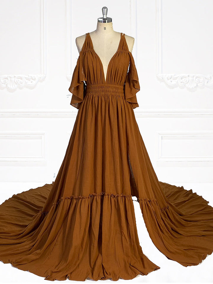 Elastische Taille Boho Strandkleid Seitenschlitz Frau Fotoshooting Kleider YW231106