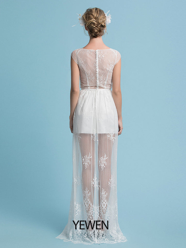 Böhmisches minimalistisches Brautkleid mit abnehmbarem Rock 