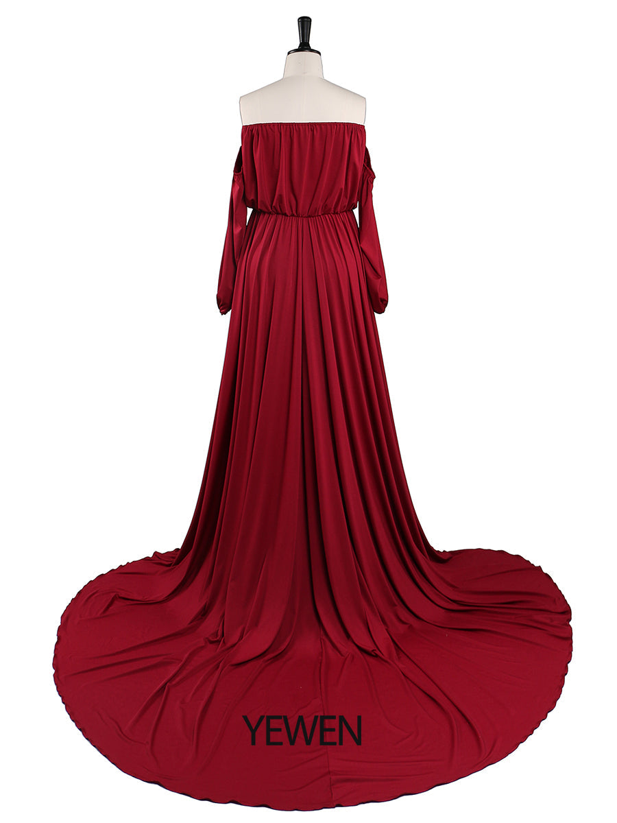 Trägerloses Umstandsabendkleid, lang, für Schwangere, ausgefallenes Schwangerschafts-Elegence-Maxikleid, Kleider für Fotoshootings, YW220109