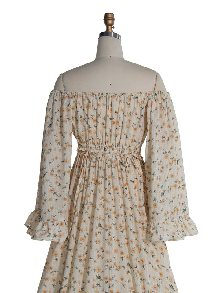 Boho-Maxikleid mit großen ausgestellten Ärmeln, rustikales Strandkleid, Bohemian-Fotoshooting-Requisiten YW240030