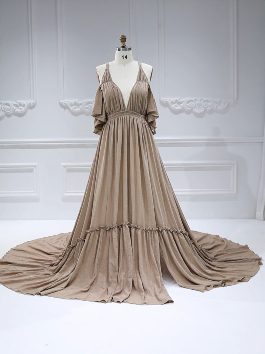 Elastische Taille Boho Strandkleid Seitenschlitz Frau Fotoshooting Kleider YW231106