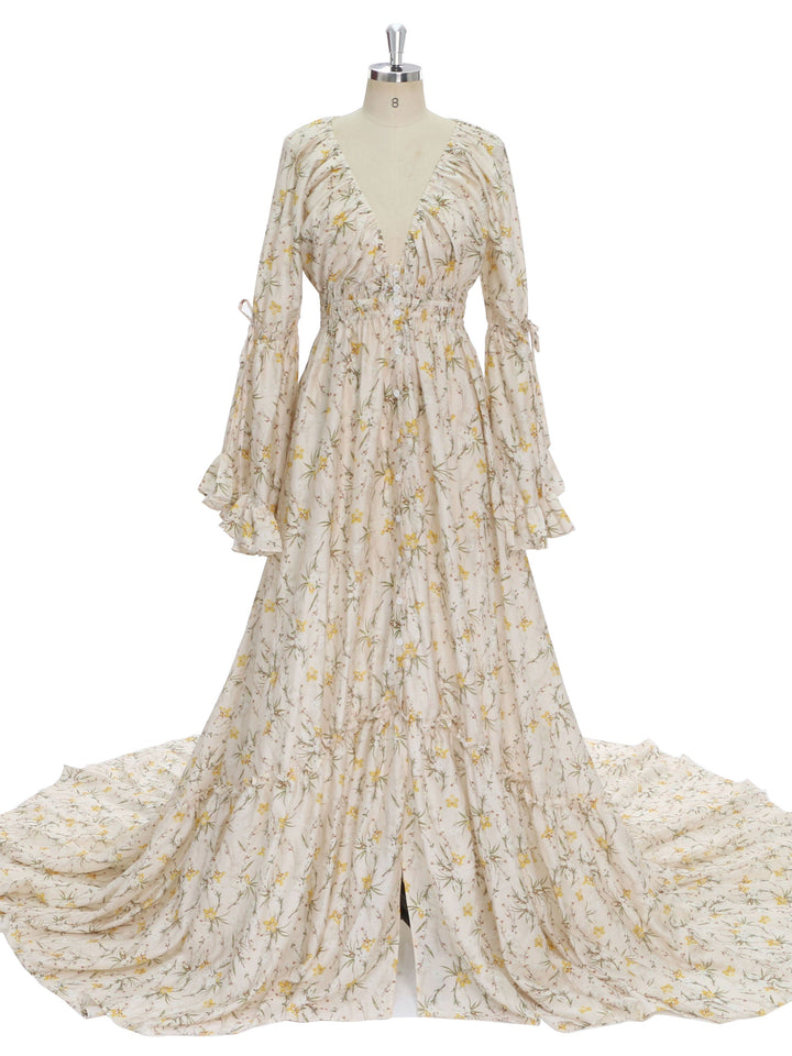 Neues Maxikleid aus Baumwolle mit Blumendruck, Boho-Strandkleid, Umstandskleid, ausgefallene Fotografie-Requisiten, YEWEN YD211202