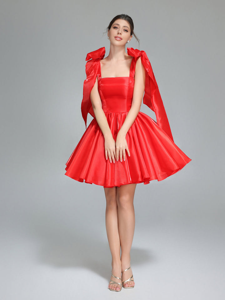 Schleife Akzent Herzausschnitt Kurzes Mini Homecoming Kleider Rot Weihnachtsfeier Kleid YW243100 