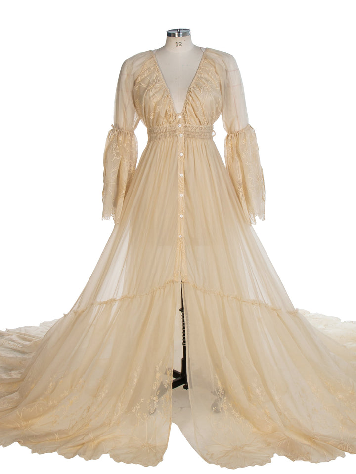 Boho Stickerei Spitzenkleid für Foto-Shooting Frau Maxikleid Fotografie Requisiten YW240012