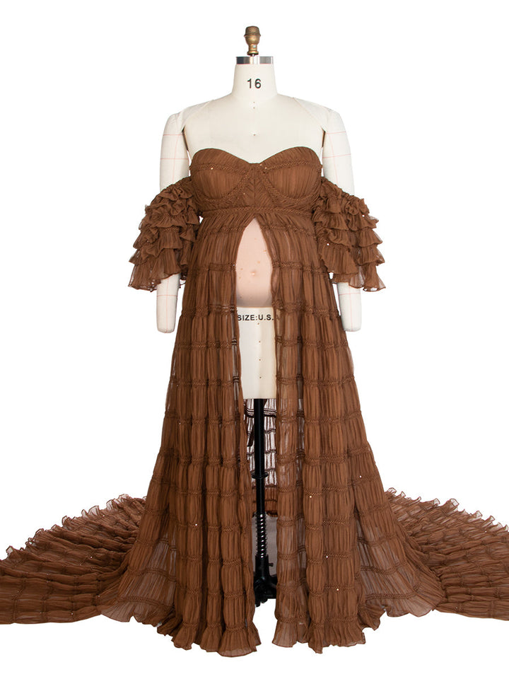 Chiffon-Korsett-Fotoshooting-Kleid, Bohemian-Stil, Umstandskleid für besondere Anlässe, YEWEN YW231033 