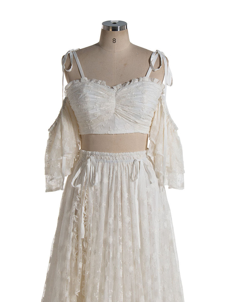 Boho 2 Piece Set , Lace Dress for Photo Shoot, Woman Maxi Dress, Photography Props