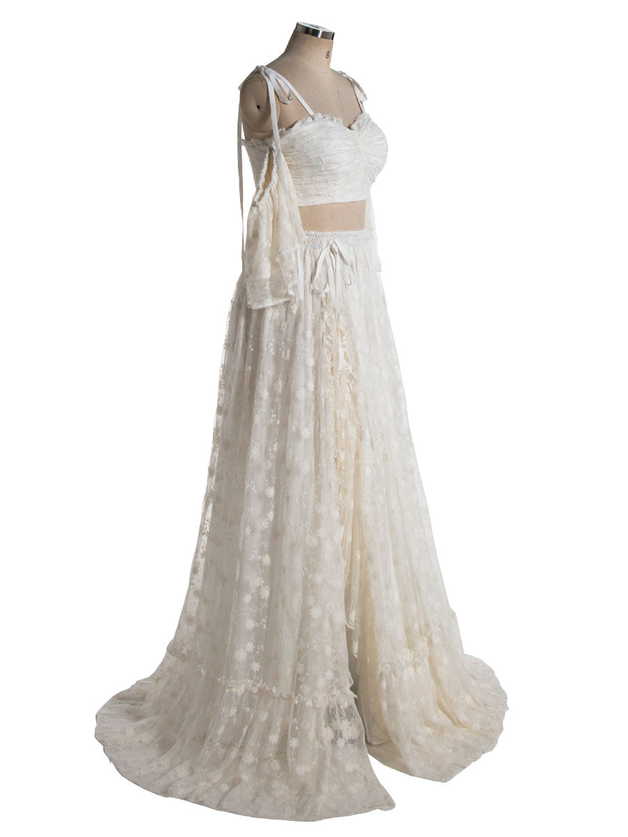 Boho 2 Piece Set , Lace Dress for Photo Shoot, Woman Maxi Dress, Photography Props