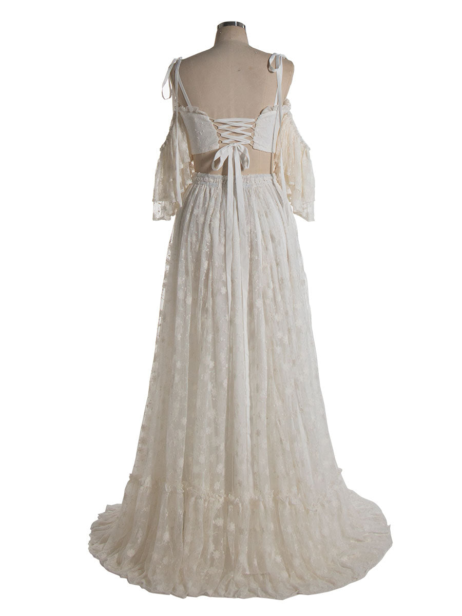 Boho 2 Piece Set , Lace Dress for Photo Shoot, Woman Maxi Dress, Photography Props