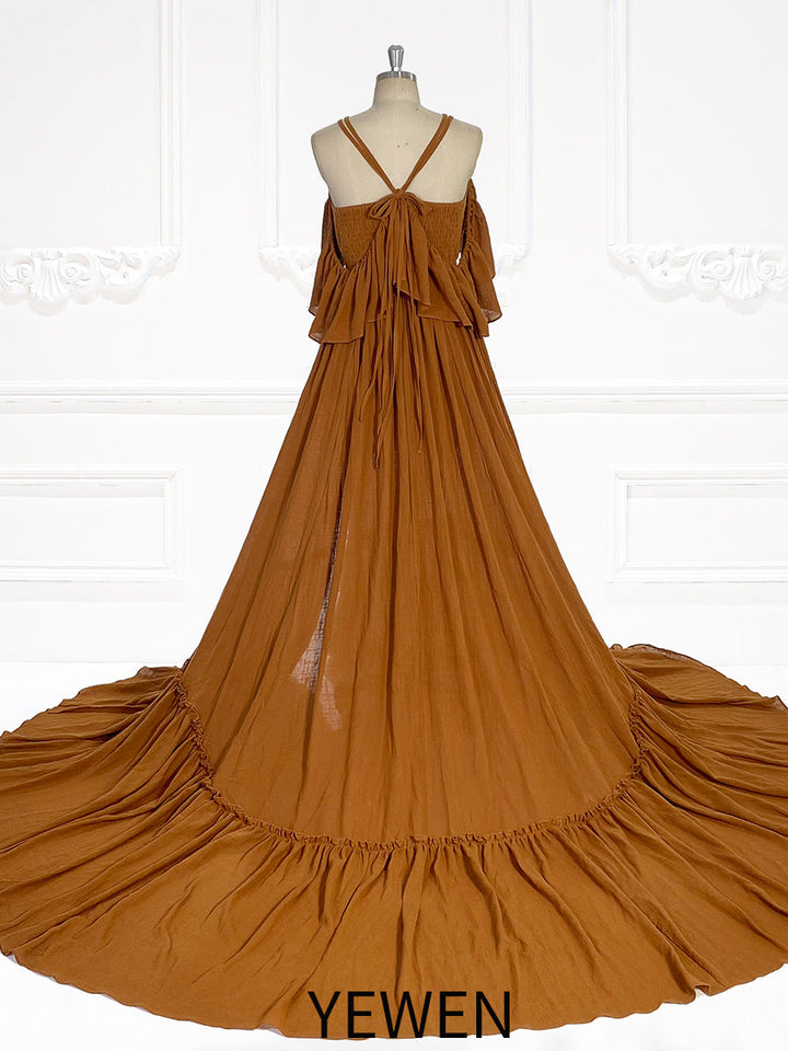 Elastische Taille Boho Strandkleid Seitenschlitz Frau Fotoshooting Kleider YW231106