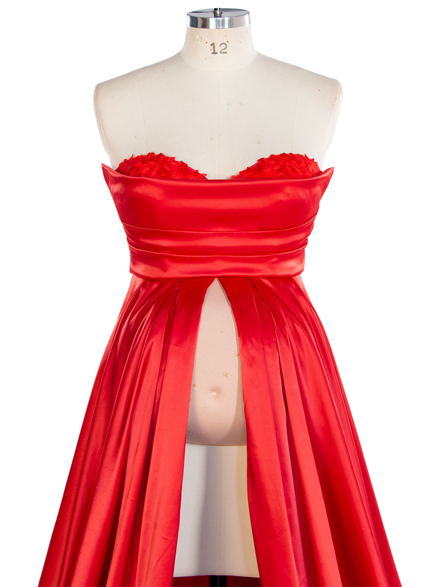 Rotes Umstandskleid für Fotoshooting Babypartykleid für Fotoshooting mit langer Schleppe YW240039