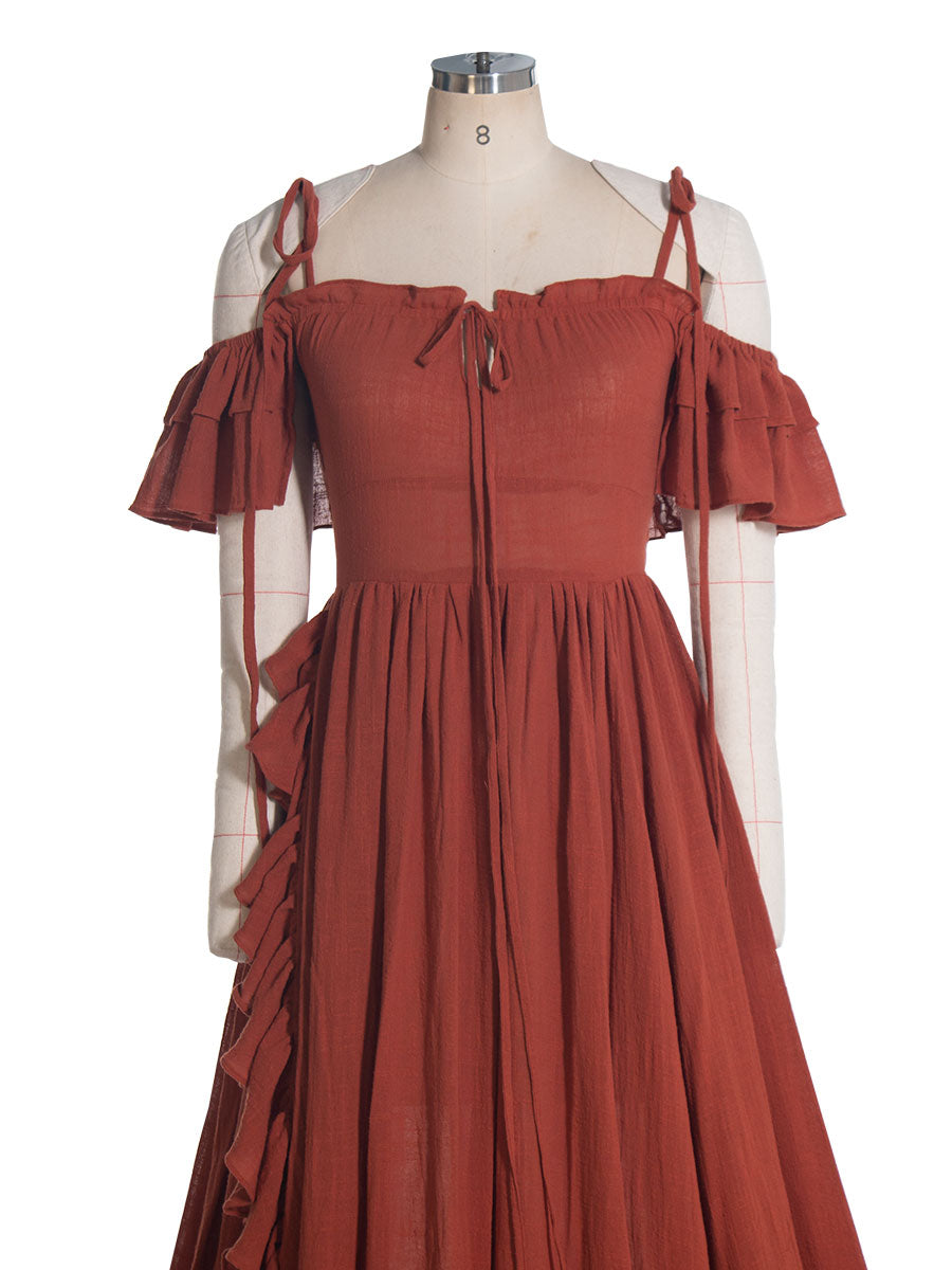 Boho Chic Maxikleid aus Baumwolle, Bohemian-Kleid für Fotoshootings YW240121 