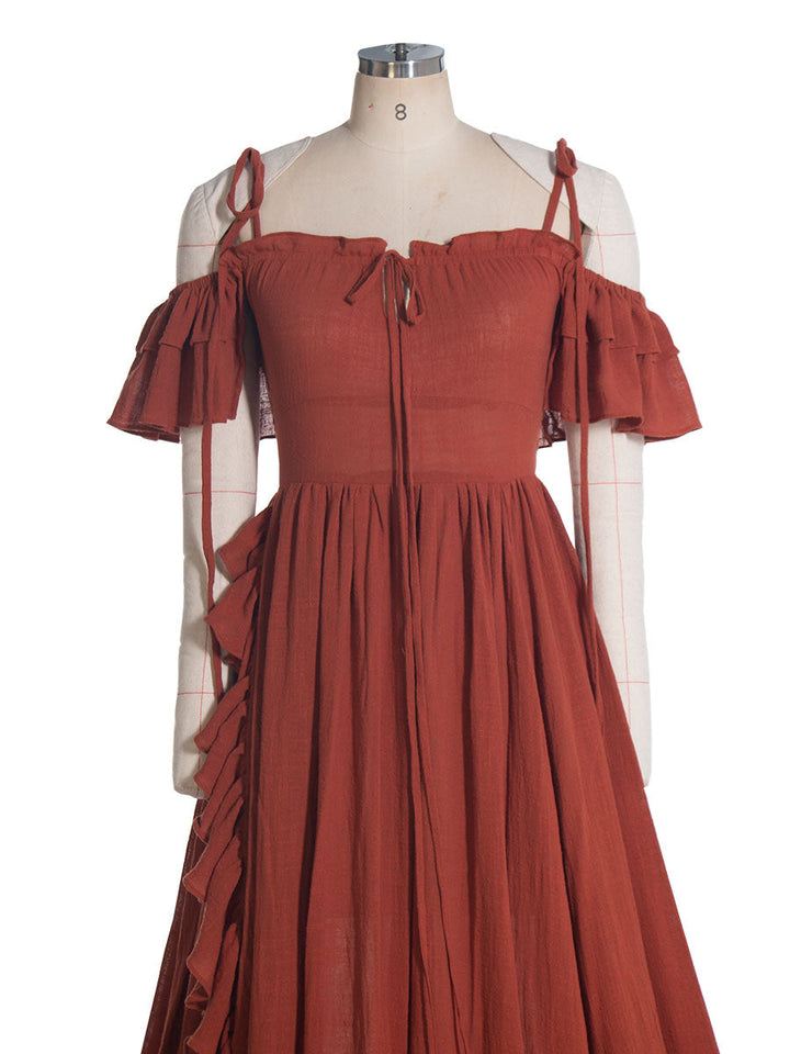 Boho Chic Maxikleid aus Baumwolle, Bohemian-Kleid für Fotoshootings YW240121 