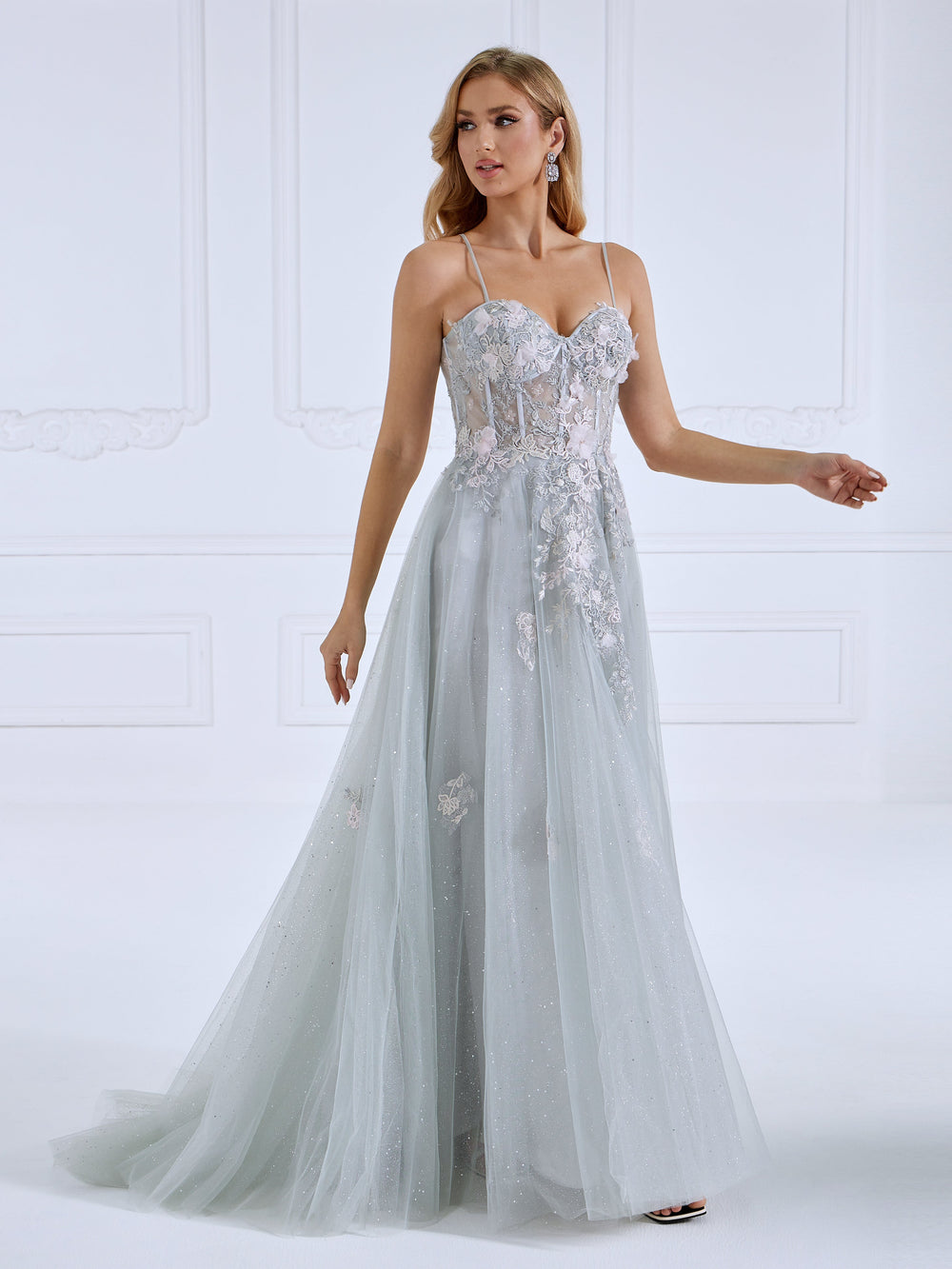 Off Shoulder, Side Slit, Long Dress, Elegant Prom Dress with Lace Appliques