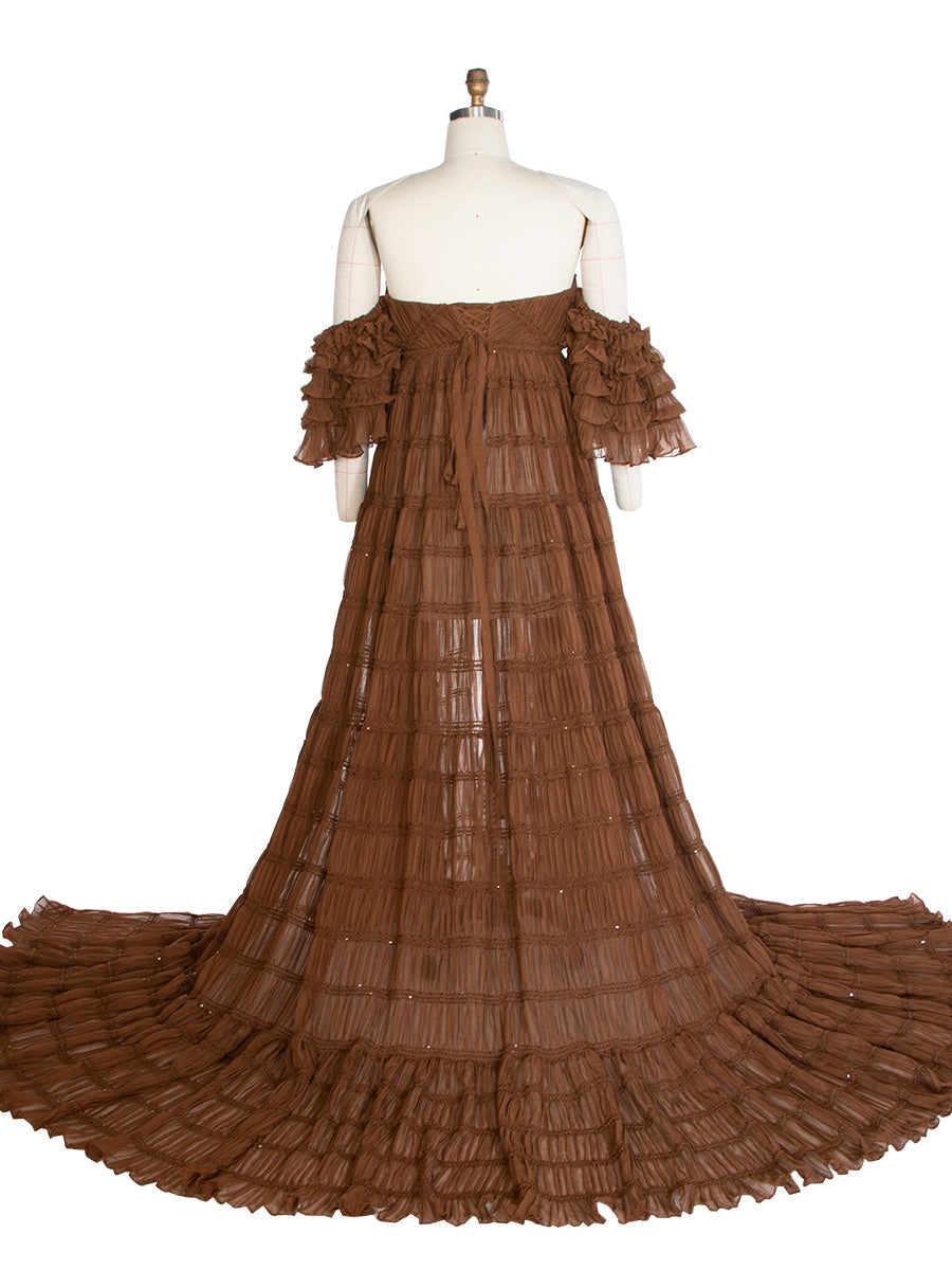 Chiffon-Korsett-Fotoshooting-Kleid, Bohemian-Stil, Umstandskleid für besondere Anlässe, YEWEN YW231033 