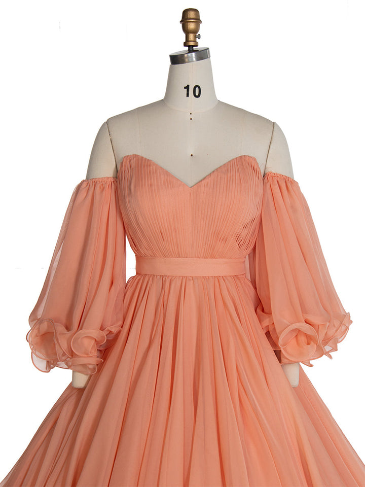 Seidiges Chiffon-Flauschkleid Großes Festivalkleid Damen Puffkleid für Fotoshootings YW240040 