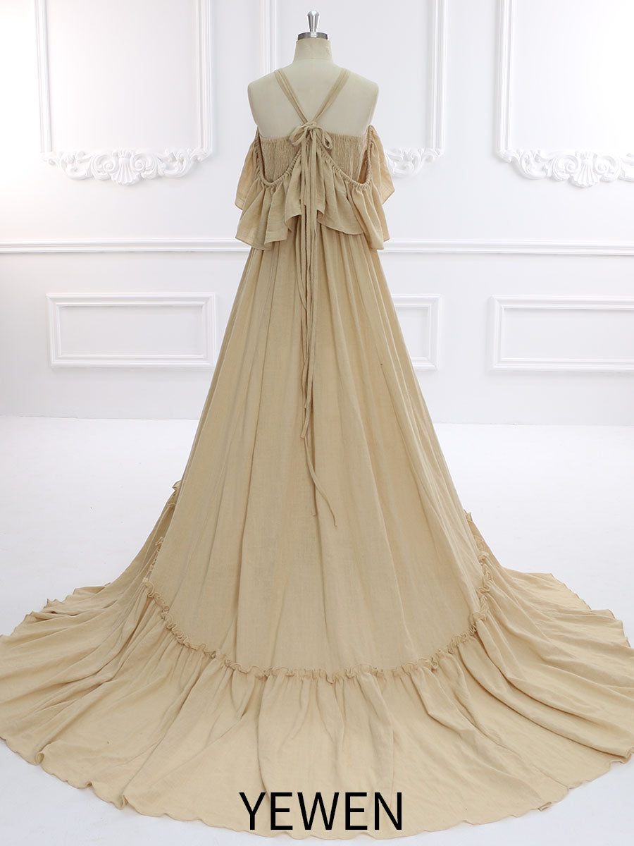 Elastische Taille Boho Strandkleid Seitenschlitz Frau Fotoshooting Kleider YW231106