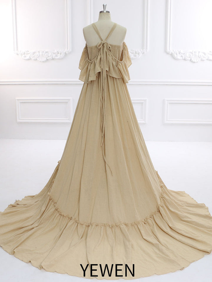 Elastische Taille Boho Strandkleid Seitenschlitz Frau Fotoshooting Kleider YW231106