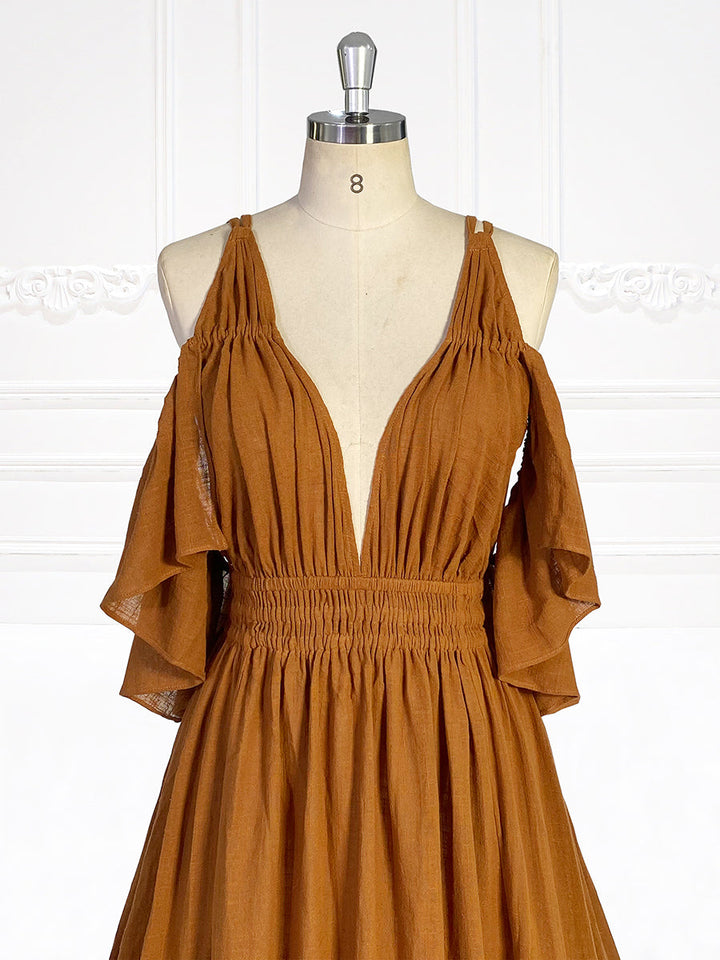 Elastische Taille Boho Strandkleid Seitenschlitz Frau Fotoshooting Kleider YW231106
