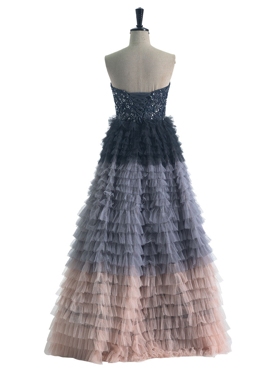 Ball-Gown ,Princess Sweetheart ,Floor-Length ,Tulle Prom Dresses With Beading Sequins