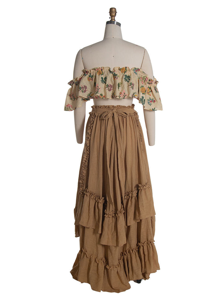 2-teiliges Set für Boho-Umstandsfotoshooting, Bohemian-Maxikleid YW231101 