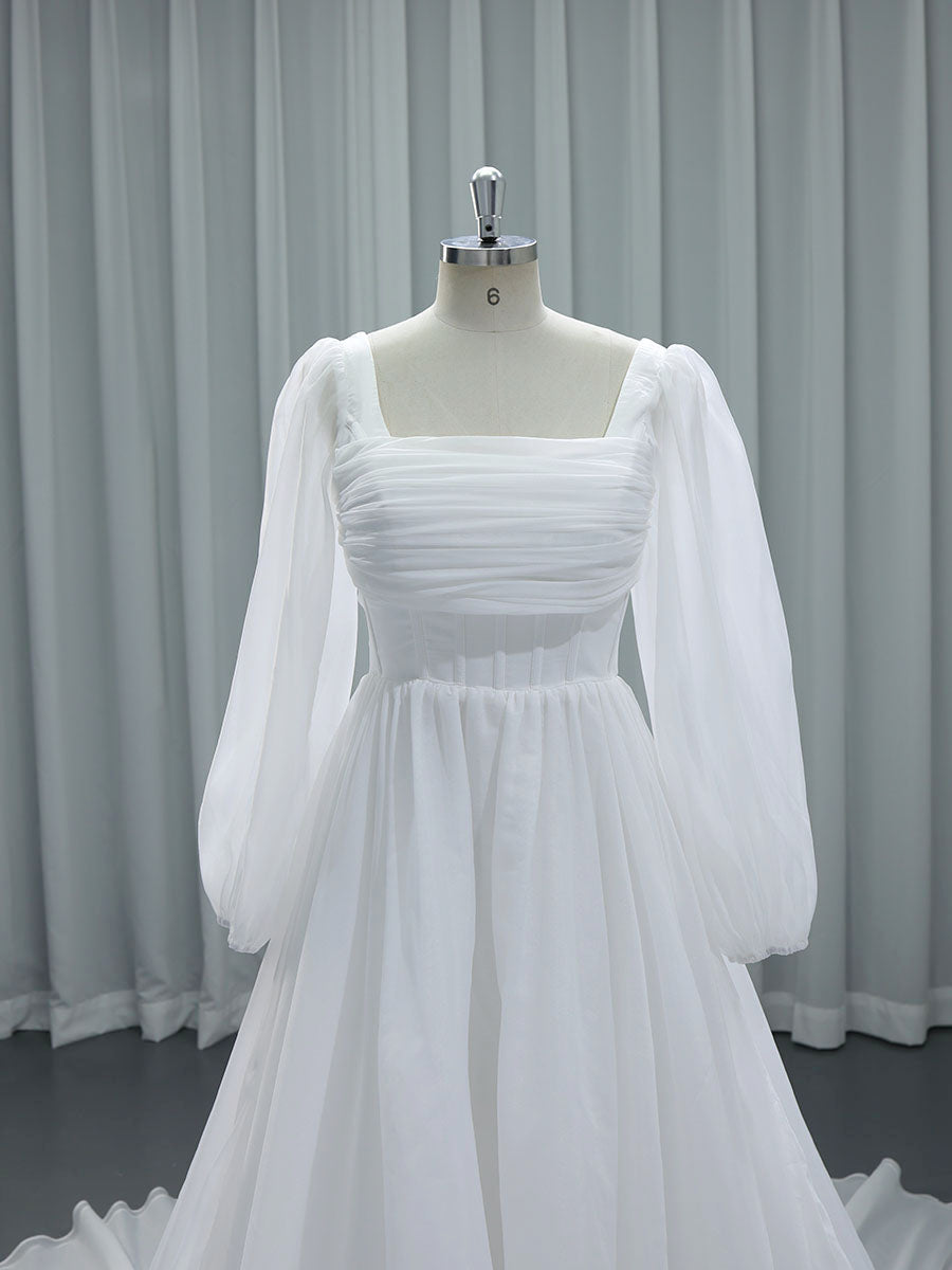 Lange Ärmel Farbige Brautkleider Seide Einzigartige Brautkleider mit Farbe YW231150 
