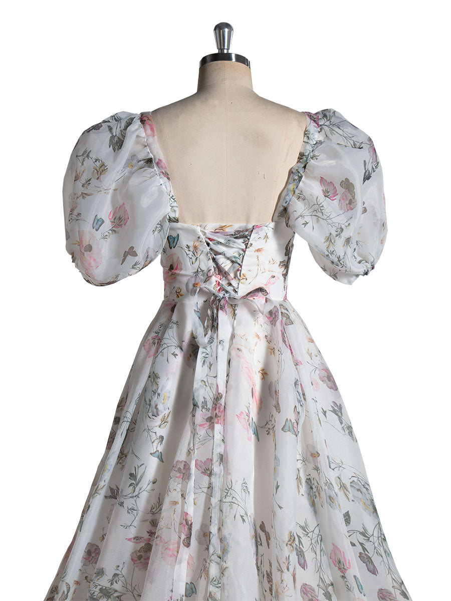 Elegantes Blumenhochzeitskleid Blumendruck-Brautkleid YW240052 