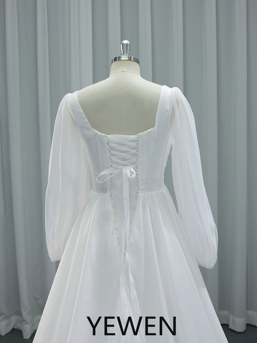 Lange Ärmel Farbige Brautkleider Seide Einzigartige Brautkleider mit Farbe YW231150 