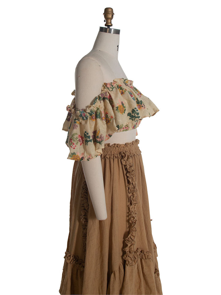 2-teiliges Set für Boho-Umstandsfotoshooting, Bohemian-Maxikleid YW231101 