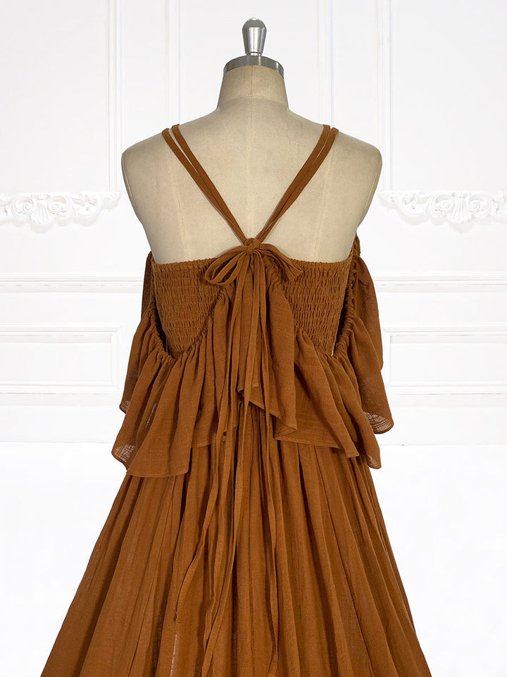 Elastische Taille Boho Strandkleid Seitenschlitz Frau Fotoshooting Kleider YW231106