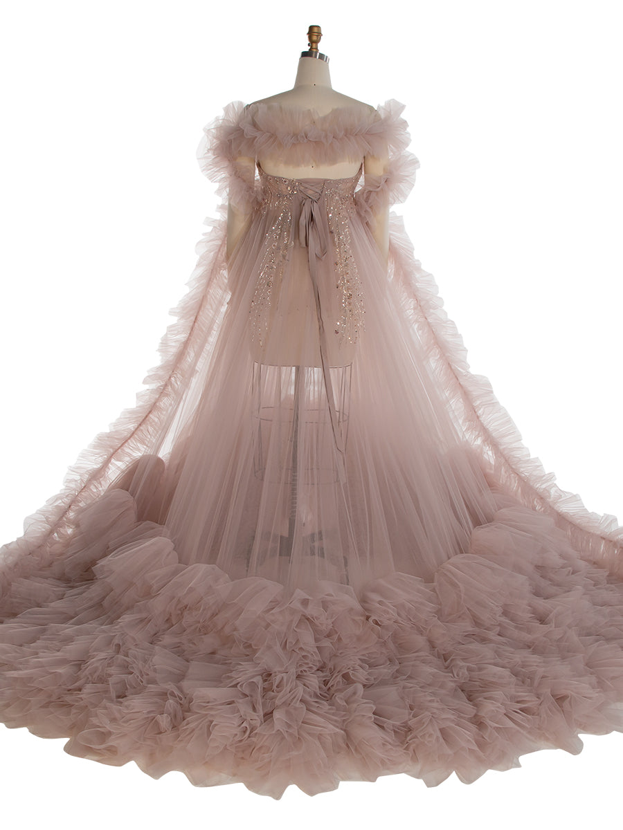 Umstandskleid mit Perlenkorsett Babypartykleid Babybauch-Schwangerschaftskleid für Fotoshooting YW240037