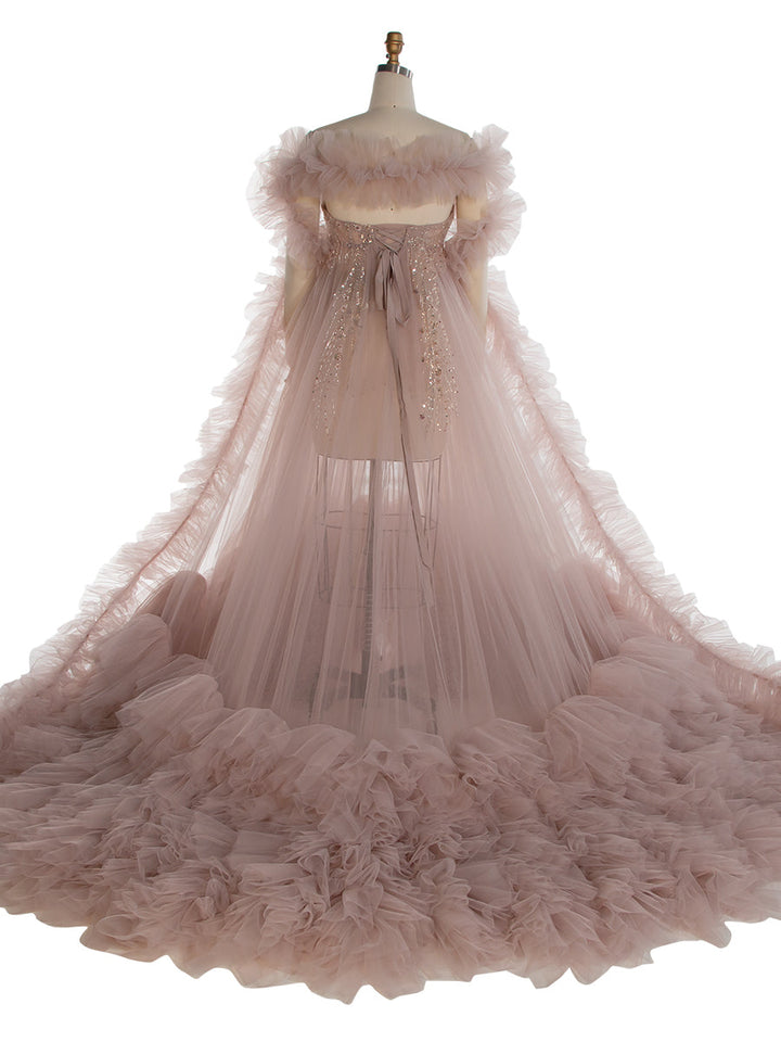 Umstandskleid mit Perlenkorsett Babypartykleid Babybauch-Schwangerschaftskleid für Fotoshooting YW240037