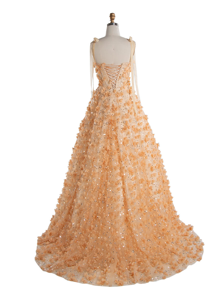 Wunderschönes handgefertigtes Perlen-Ballkleid mit Blütenblättern YE3021 