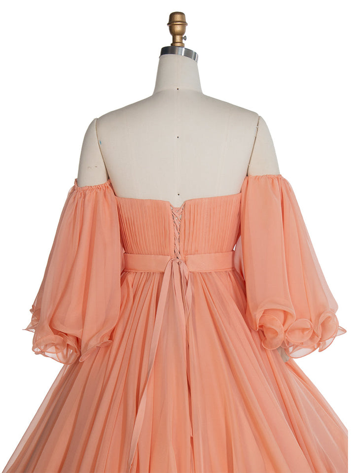 Seidiges Chiffon-Flauschkleid Großes Festivalkleid Damen Puffkleid für Fotoshootings YW240040 