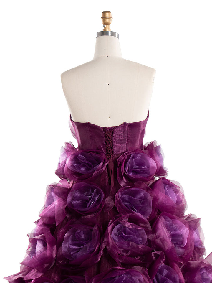 Trägerloses Organza-Umstandskleid mit 3D-Blumen für Fotoshootings, Babyparty, Fotografie-Kleider YW220308 