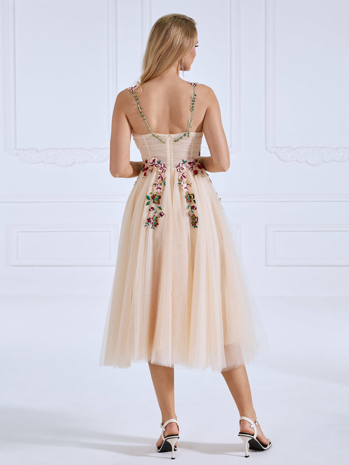 A Line Spaghetti Straps , Tea Length, Prom Dress , Party Dresses for Woman